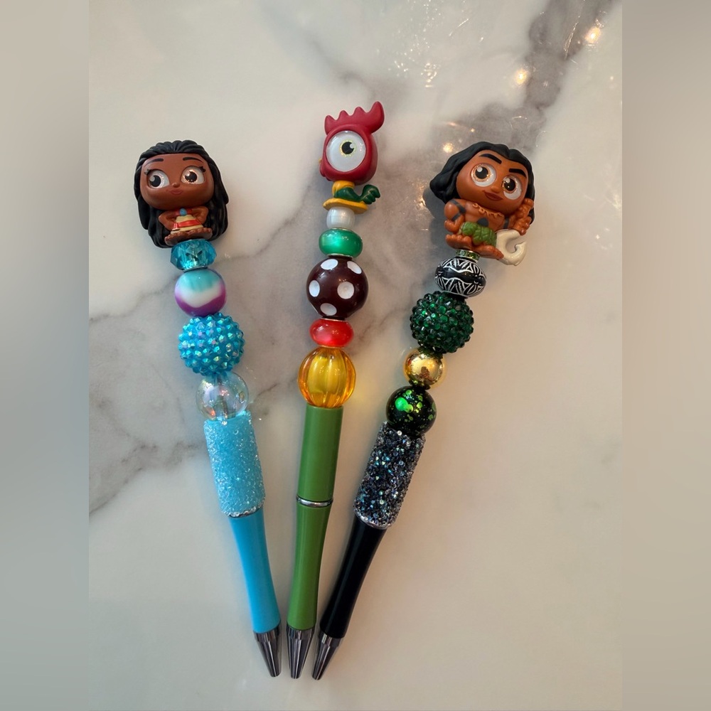 NWT Disney Beaded Character Pen Trio MOANA SET